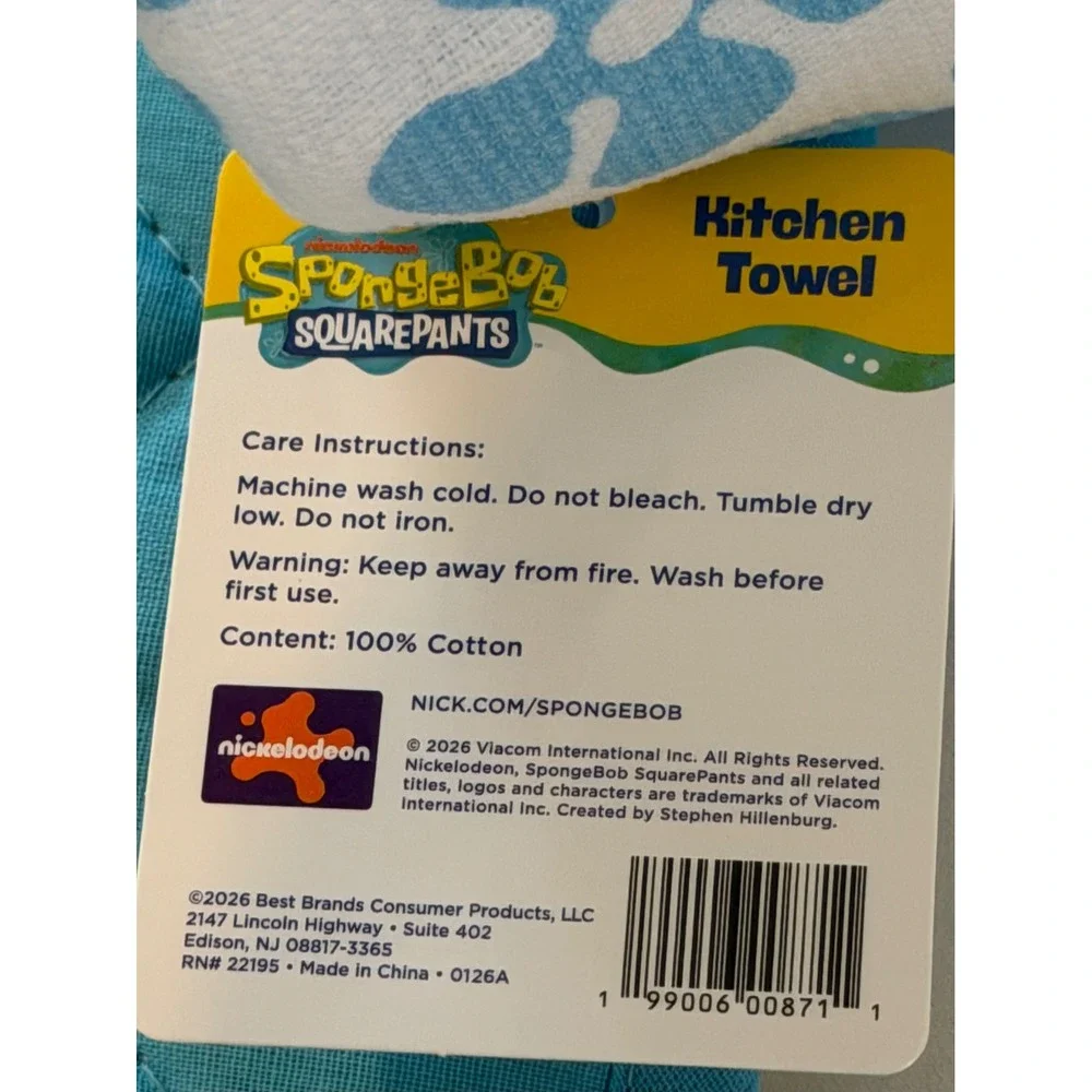 SpongeBob SquarePants 4pc Kitchen Set Oven Mitt Pot Holder Towel Mini Mitt New